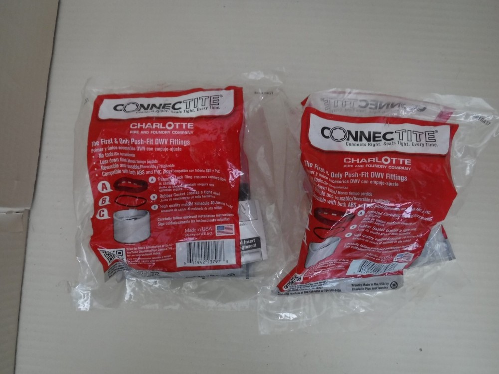 ( Lot Of 2 ) Charlotte 2 in. ConnecTite PVC DWV Coupling, Double Fitting 2" x 2"