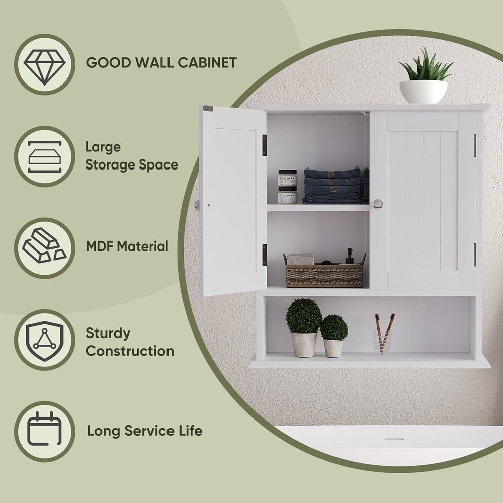 Smuxee White Bathroom Cabinet Wall Mounted, Small Small,
