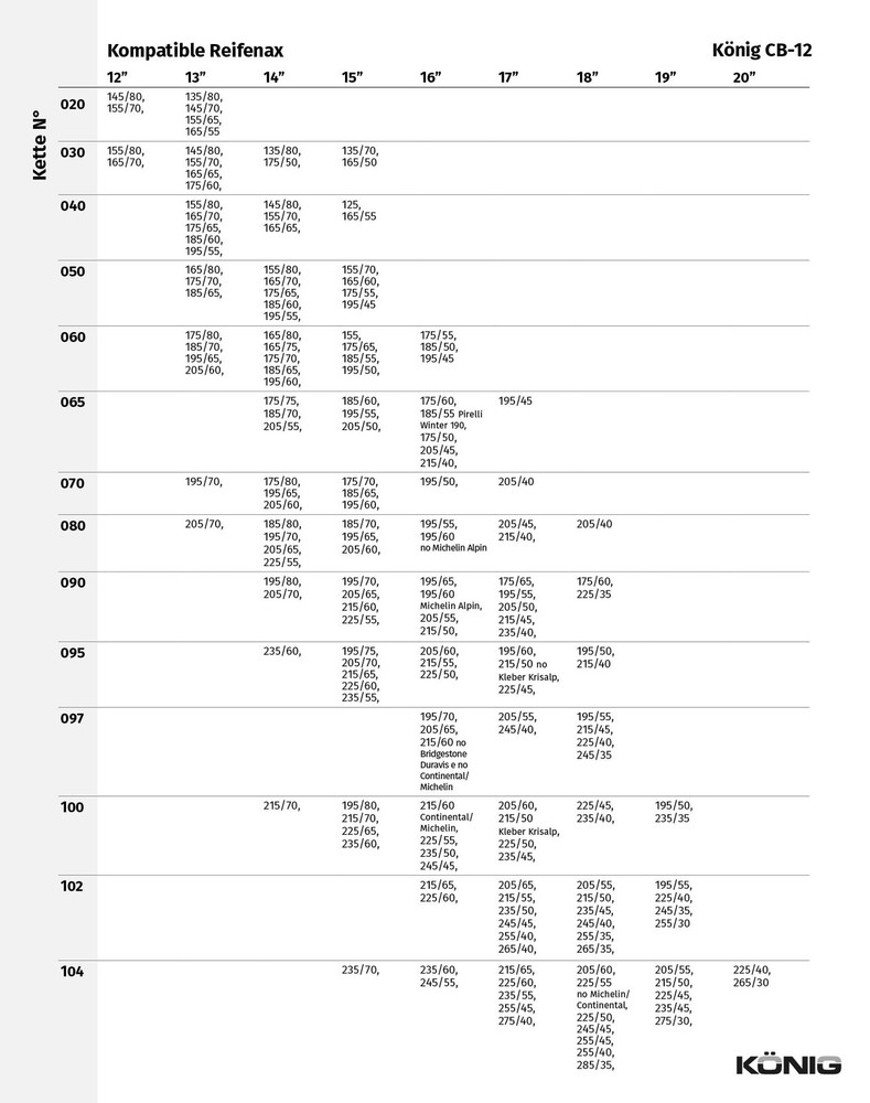 CB12 080 Snow Chains