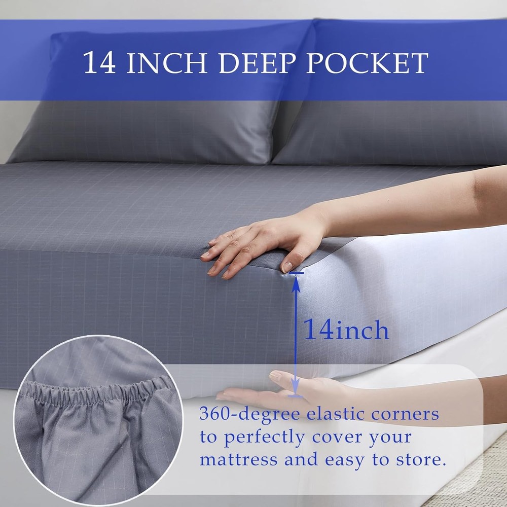 Grounding Bed Sheets California King Deep King, Grey