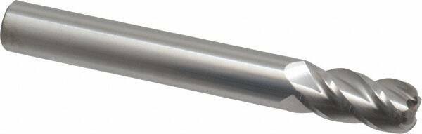 Accupro 1/2" Diam 4 Flute Single End Solid Carbide 1/8" Corner Radius End Mil...
