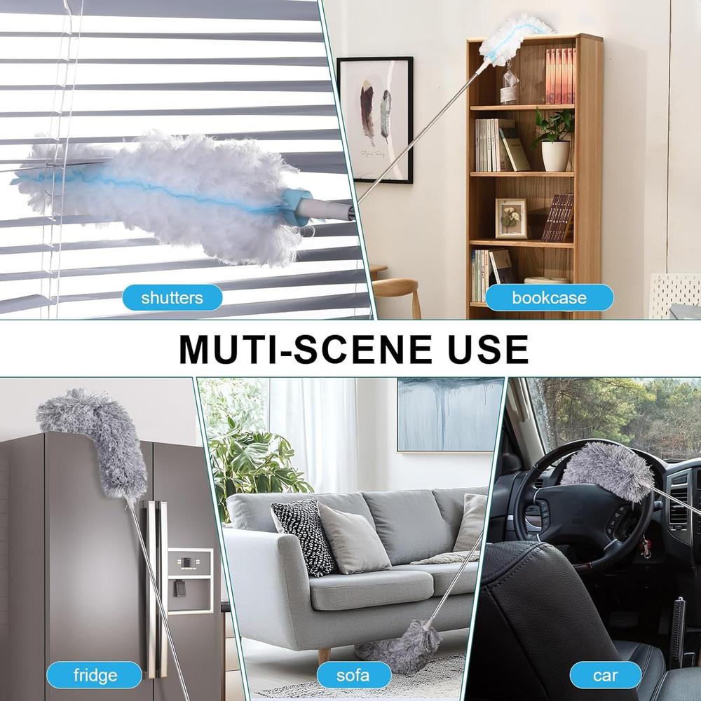 Extendable Feather Duster Kit with Reusable and Disposable Refills