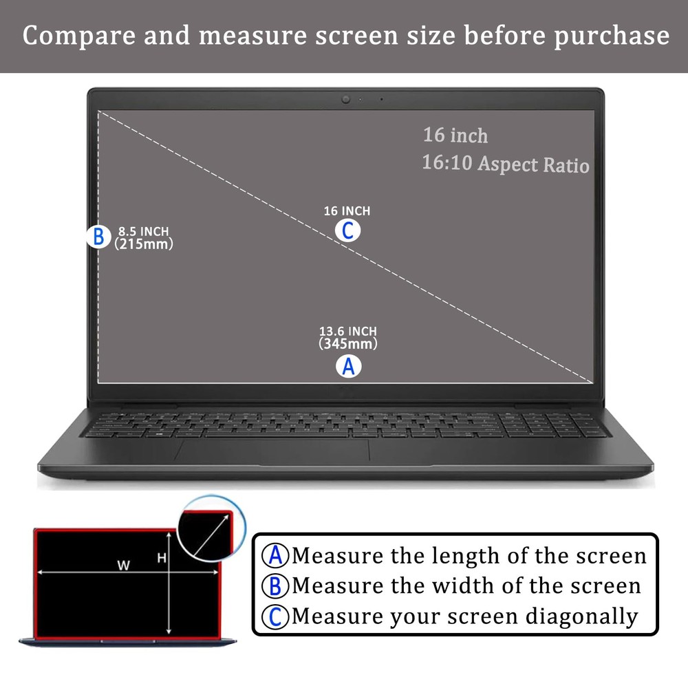 3 Pack 16" Laptop Screen Protector for 16'' Aspect Ratio 16:10