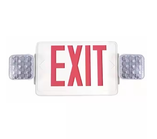 CE Combo 14-Watt Equivalent Integrated LED White Exit Sign and Emergency Light
