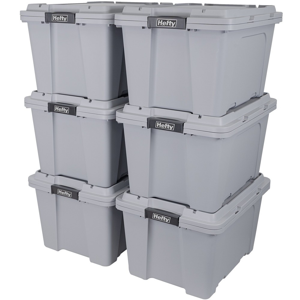 12 gal Max Pro Plastic Utility Storage Tote Stackable Container Organizer 6 Pack