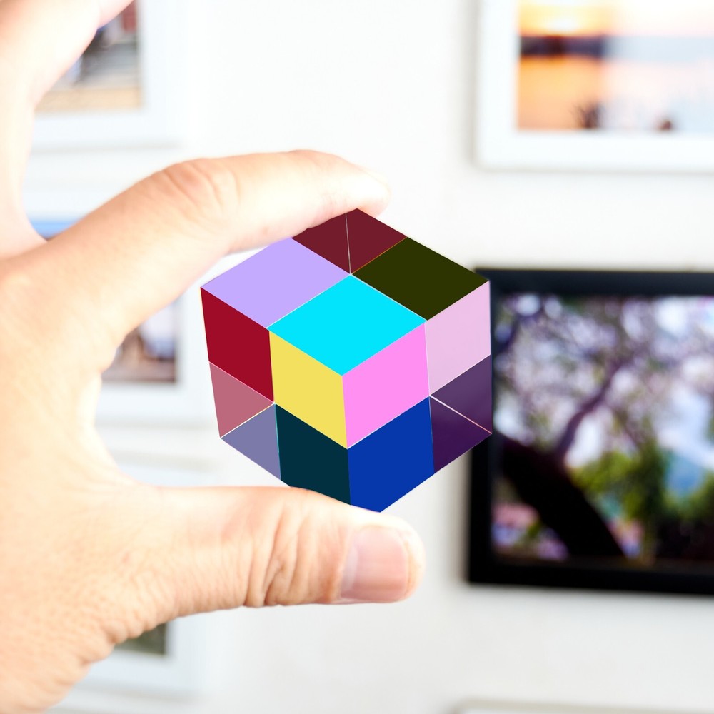 CMY Color Cube, Acrylic Prism, Science Learning Educational Toy, Desktop Decor