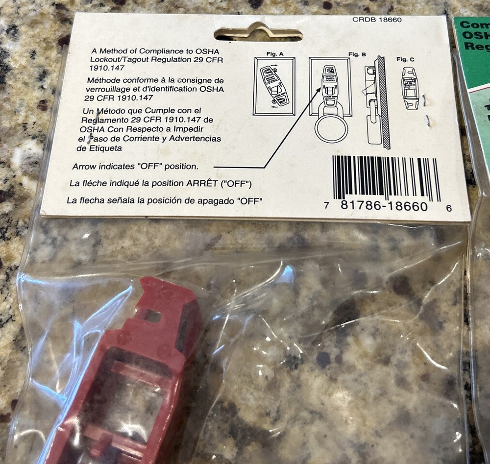 (2)- Bryant Toggle Switch Lockout Device Cat. No. BSLD Complies w/ OSHA Lockout