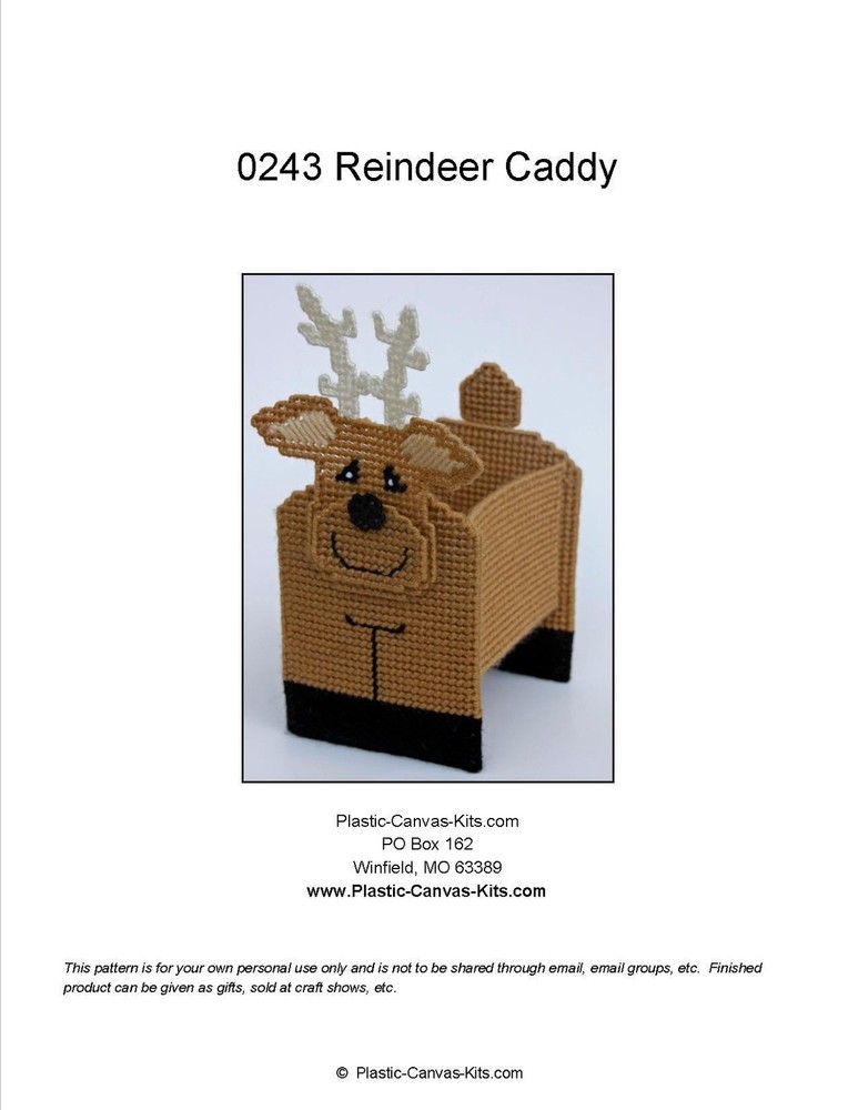 Reindeer Caddy-Christmas-Plastic Canvas Pattern or Kit