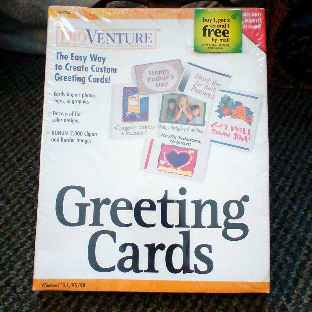 Vtg Computer Software Windows 95 Pro Venture Greeting Cards CD-ROM
