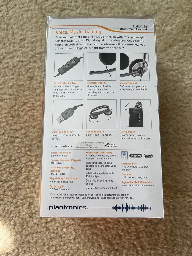 Plantronics Audio 478 USB Stereo Headset