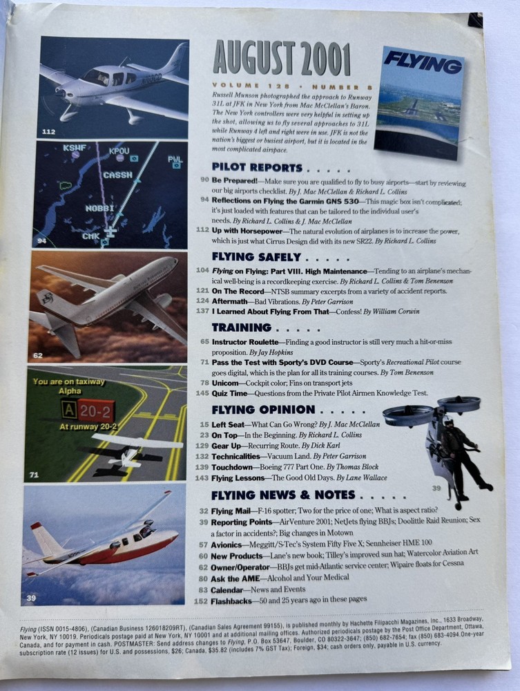 Flying Magazine August 2001