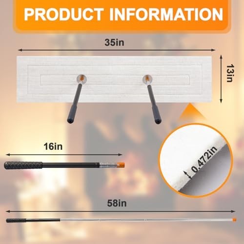 Wool Fireplace Draft Stopper with Adjustable Pole - Chimney Flue Seal Tool 35x13