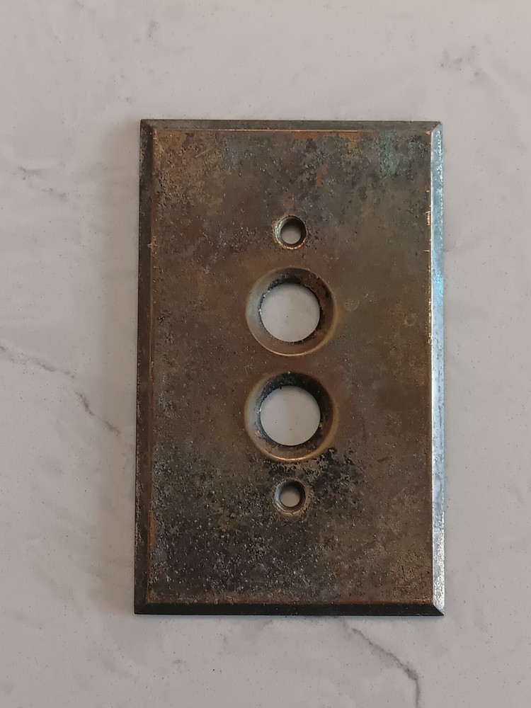 Vintage Brass Single Push Button Switch Plate