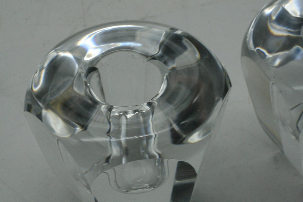 Orrefors Hexagon Shaped Candle Holders - Signed