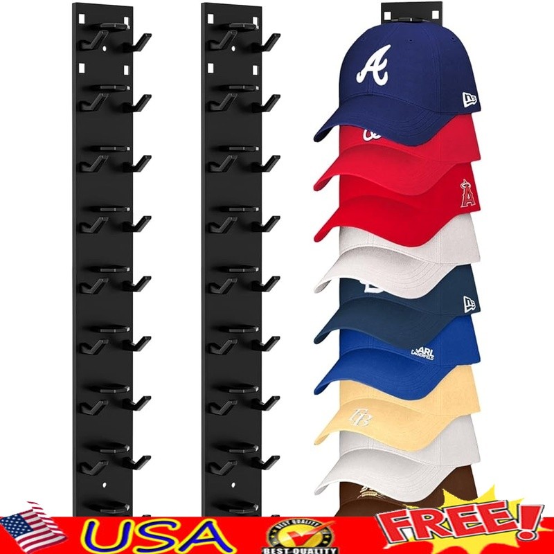 Hat Organizer Baseball Caps Wall Mount Dual Hooks Space Saving Storage Solution