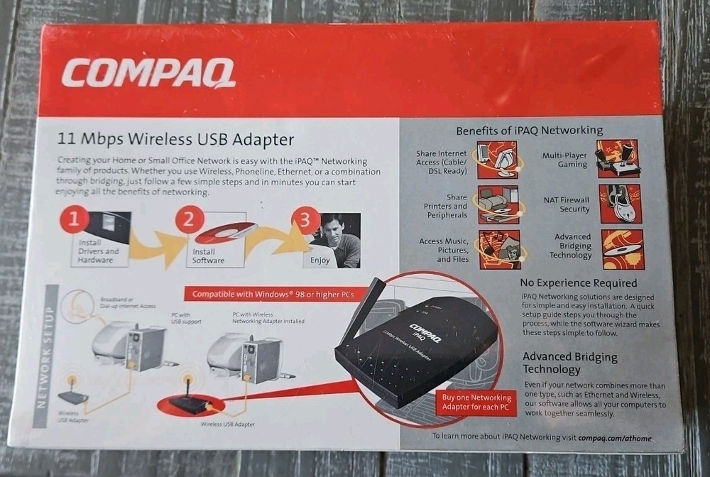 Compaq iPAC Networking 11 Mbps Wireless USB Adapter For Desktop & Notebook PCs