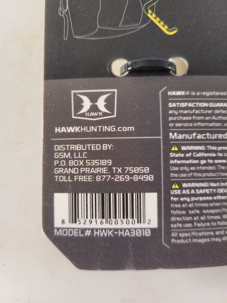 Hawk Tactical Solo Tree Hook Ultra-Sharp AugerTip Threads Holds Upto 60lb HA3010