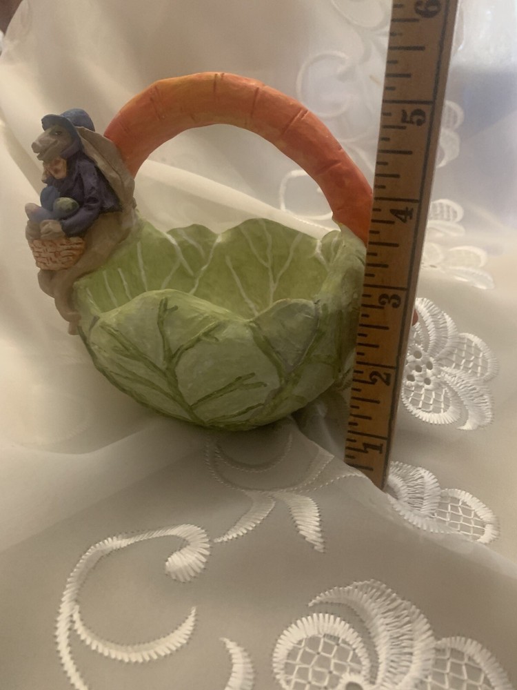 Dept 56 Easter Cabbage Carrot Basket Dish Figurine Bunny Rabbit Candy Festive