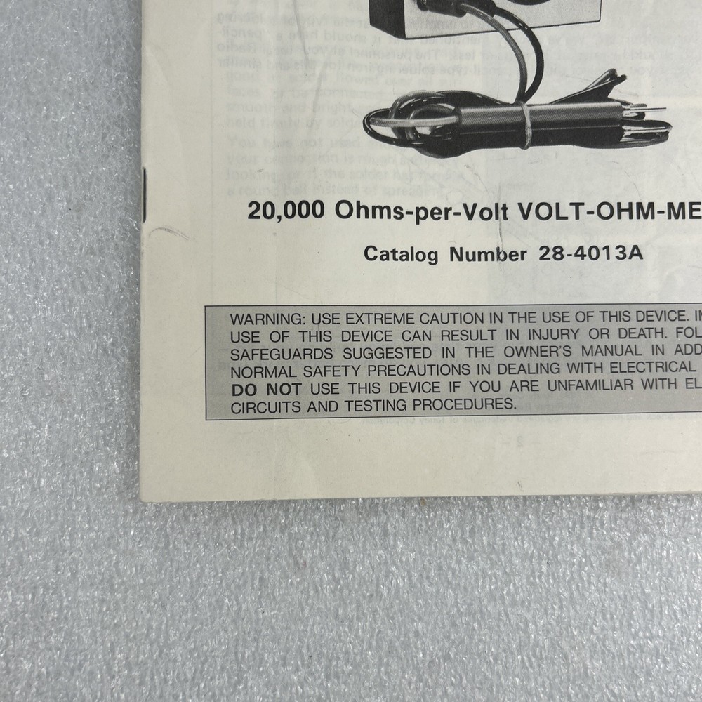 ArcherKit VOLT-OHM-METER Catalog Number 28-4013A Instruction Manual