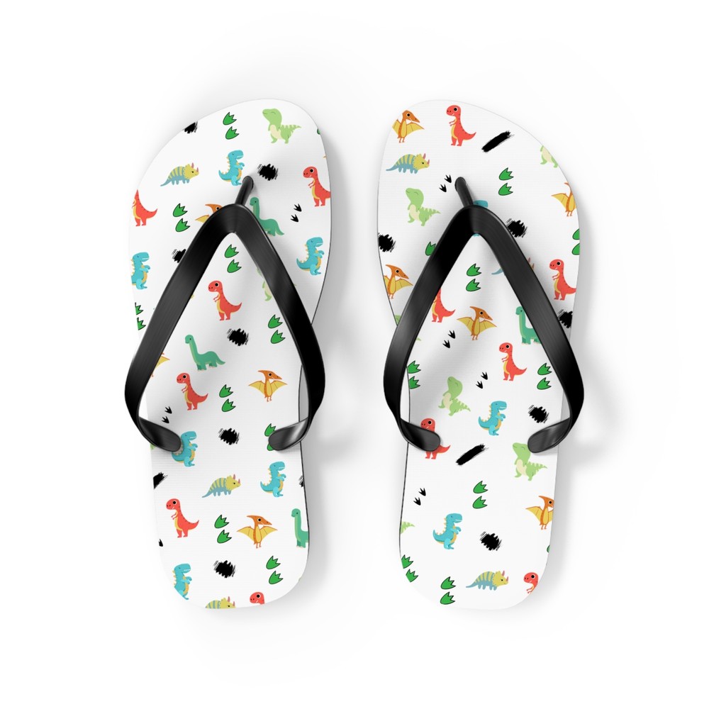 Dinosaur pattern Flip Flops Dino summer