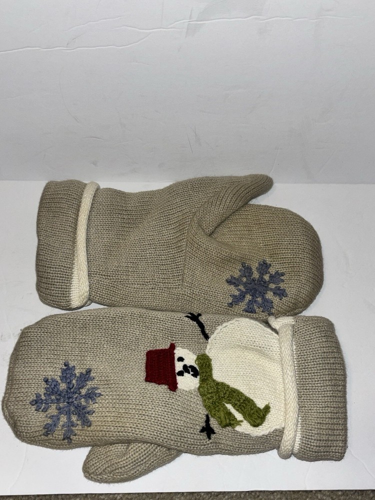 Handmade Mittens Snowman Winter Cozy