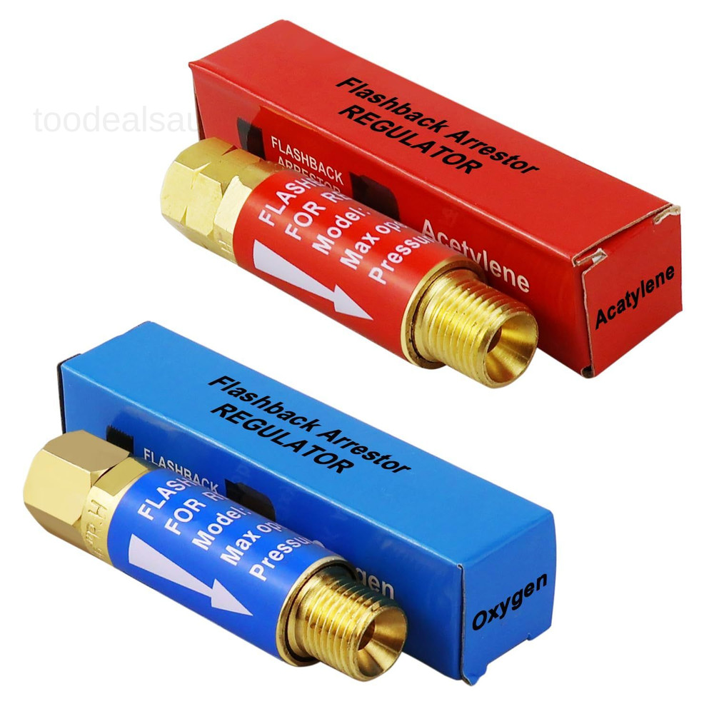 Oxygen Acetylene Flashback Arrestors Set 2-Set Regulator End 9/16-18 Threads B