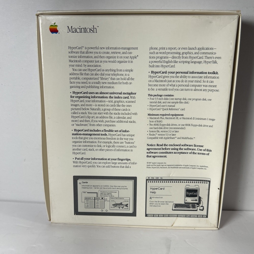 Vintage Apple HyperCard Boxed Software For Macintosh M0556 Complete With Guide