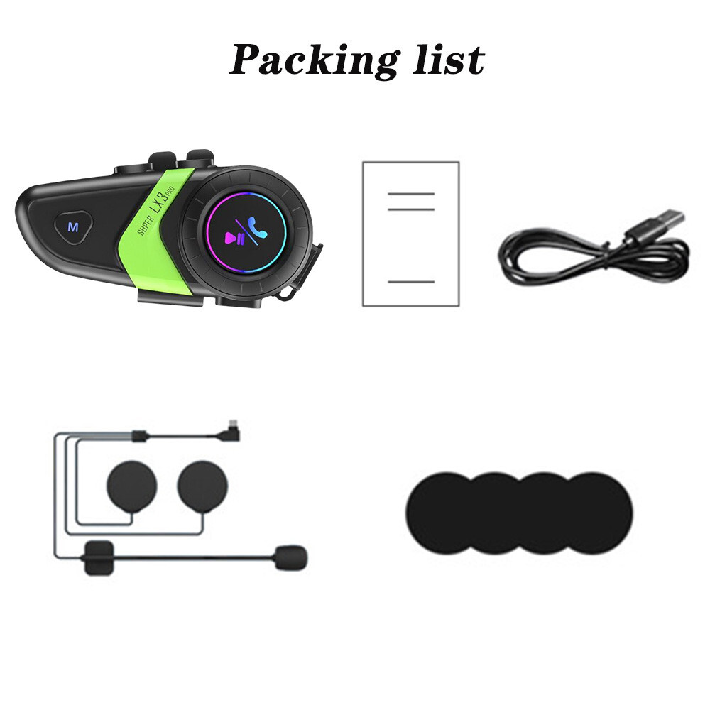 Bluetooth Wireless BT Helmet Intercom Headset TYPE-C Charging Fit For Motorcycle