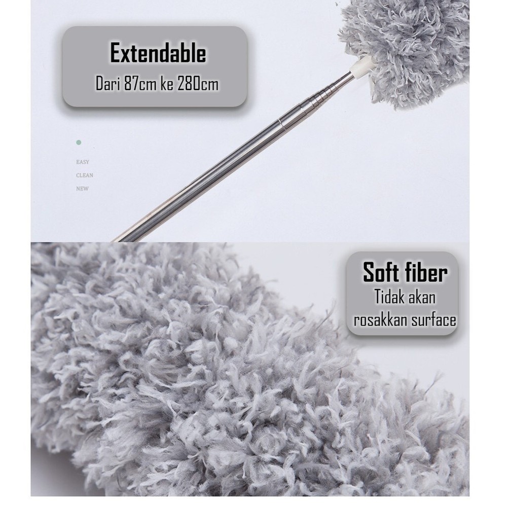 Long Microfiber Duster with Bendable Head and Washable