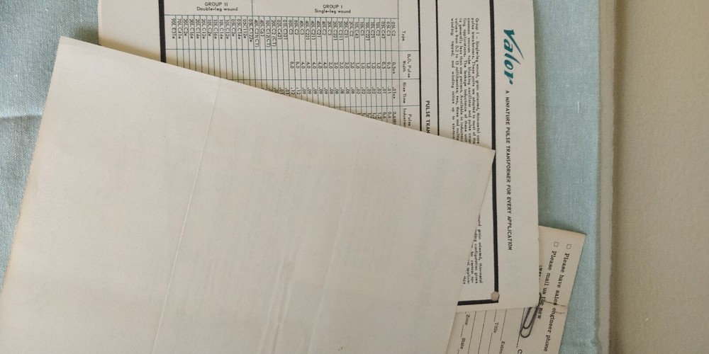 1950s ~ Valor Instrument Inc ~ Transformers ~ Data-Sheets / Bulletins