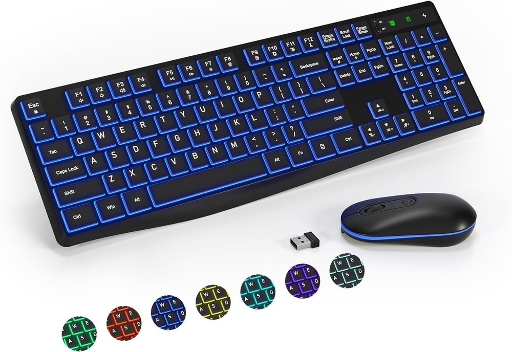 Multimedia Ergonomic Keyboard & Colorful Mouse Set with 3-DPI Adjustability