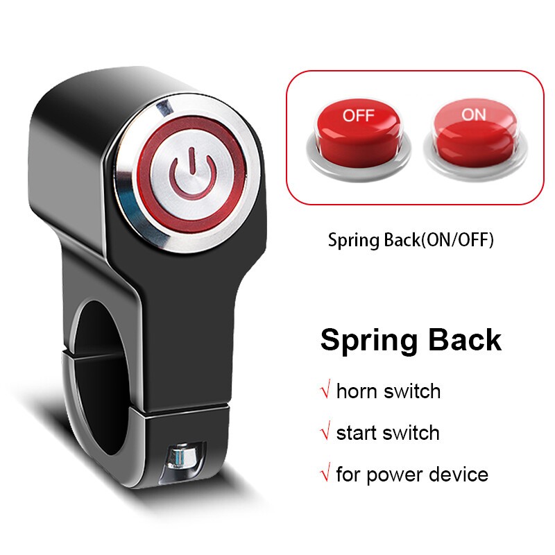 7/8" Motorcycle ATV Handlebar Control Start Switch Momentary Horn Push Button