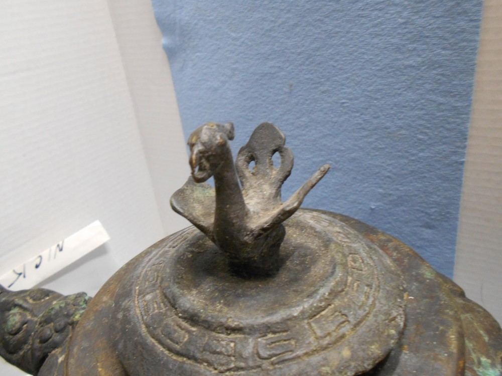 Chinese Large Cencer Cast Bronze with Gate mark bottom 12 Lbs.