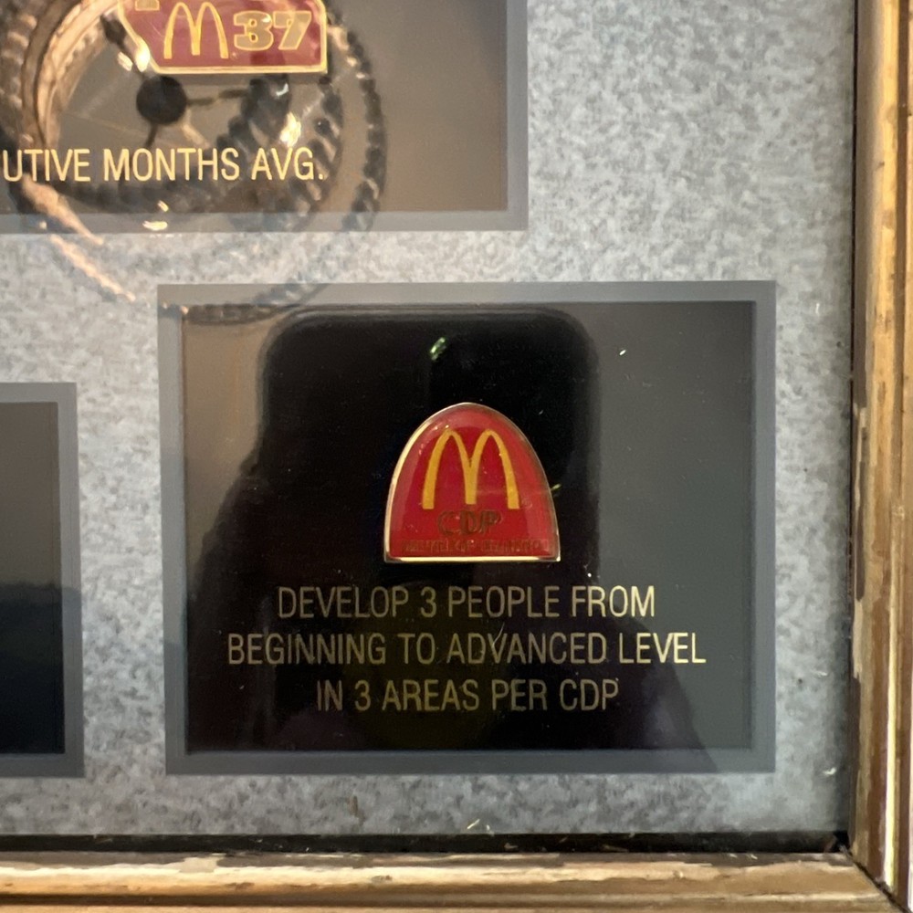 25”x13” Framed McDonald’s Recognition Program Display Pin Set With 25 Pins