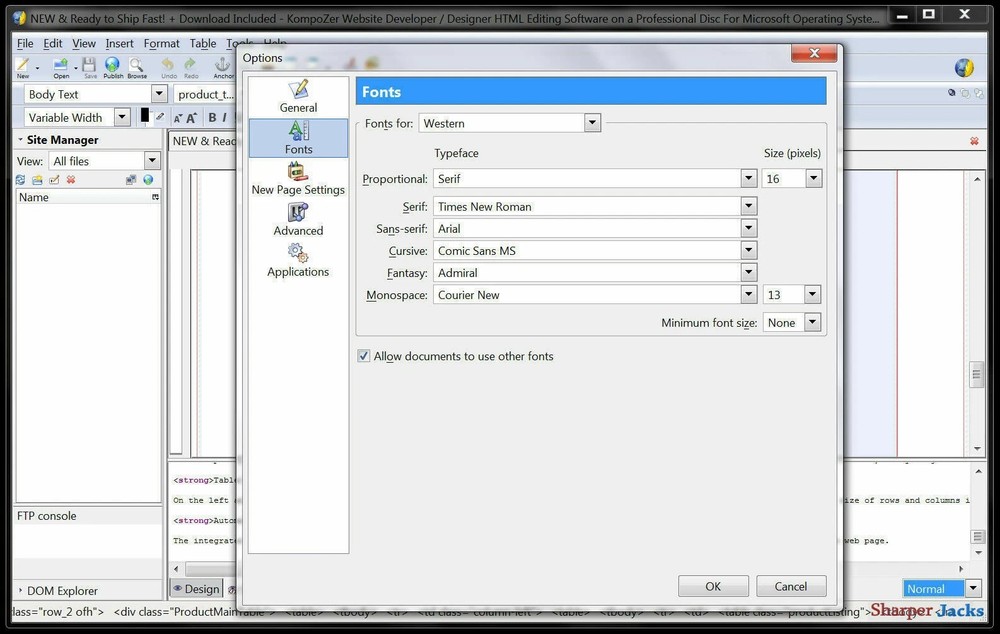 KompoZer Website Developer / Designer HTML Editing Software for Windows on USB