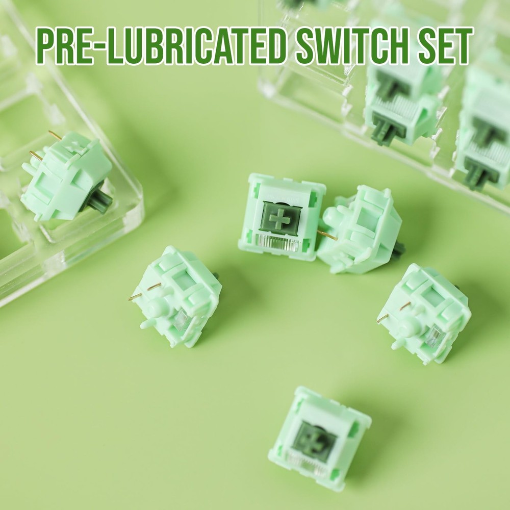 35 PCS Matcha Latte V2 Linear Switch, 5 Pin, Pre-lubed, 53g, Light Diffuser