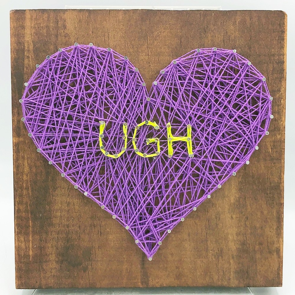 Ugh Purple Heart String Art Handcrafted 7" Plaque