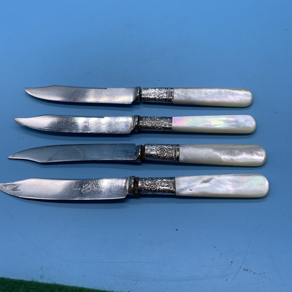 Antique John Primable Sterling Handle MOP Knifes