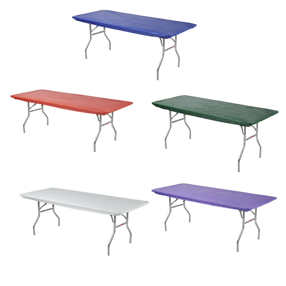 Kwik-Covers Rectangular Fitted Plastic Table Covers, 6' x 30" - Bundle of 5 each