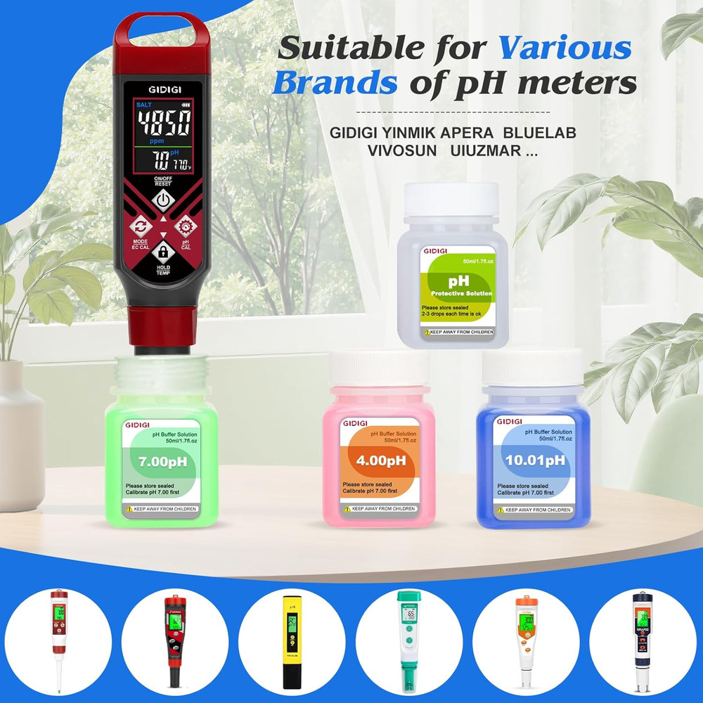 Ph Calibration Solution Kit (4,7,10 Ph Buffer Solution) & Ph Electrode Storage