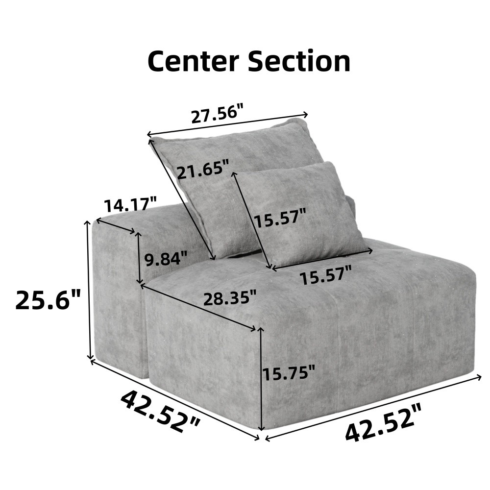 Modular Sectional Sofa, Chenille Fabric, No Assembly Required
