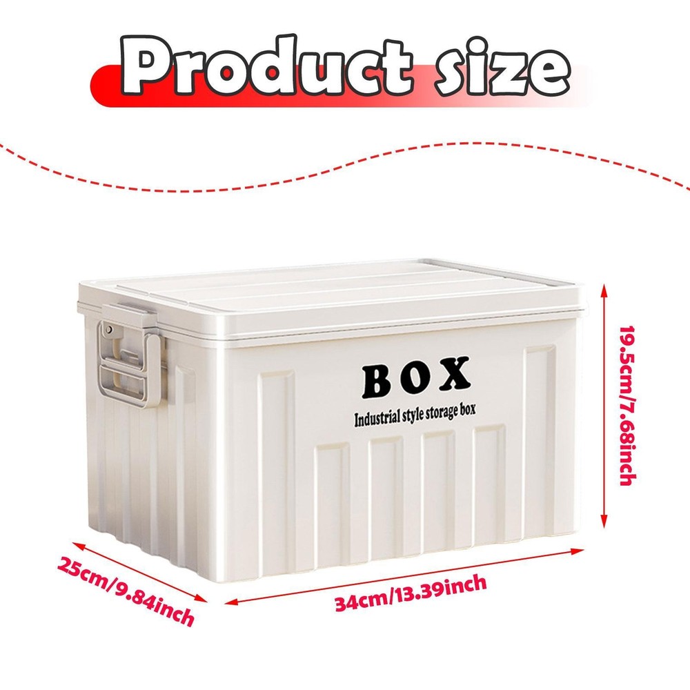 Lidded Storage Bin Multipurpose Heavy Duty Container for Clothes Tools Toys