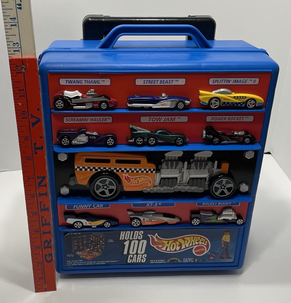 Vintage Mattel HOT WHEELS Rolling Storage Case Retractable Handle Year 2000