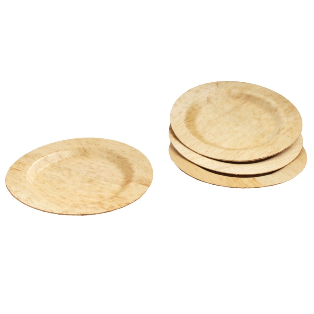 BambooMN Premium Bamboo Leaf Round Plates - Multiple Sizes & Quantities