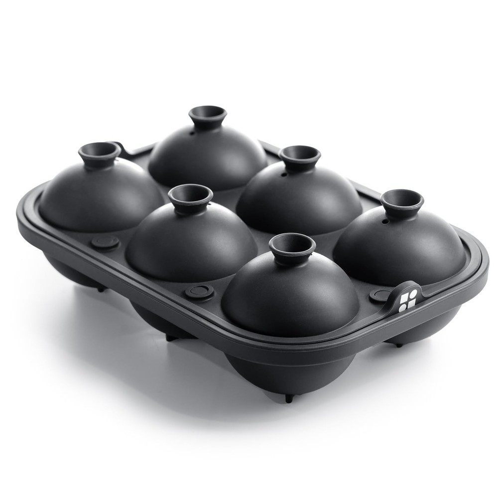 Ice Cube Molds – Large Silicone & Sphere Mold Combo with Large, Charcoal