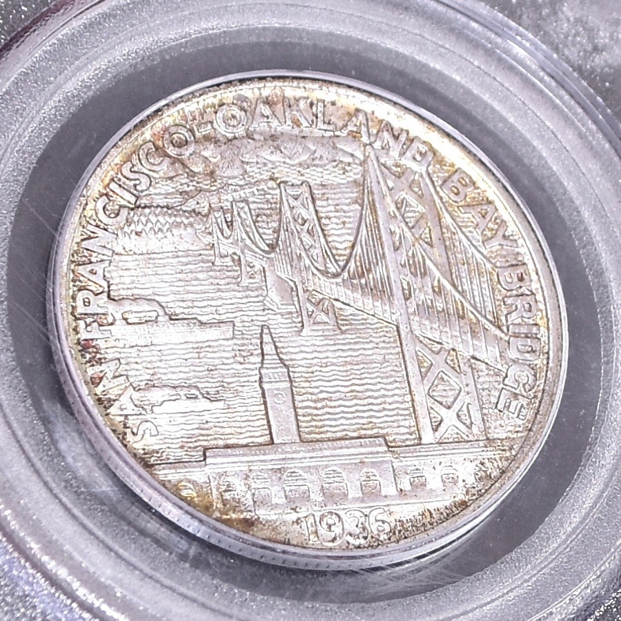 1936-S Bay Bridge Comm Silver Half Dollar - PGCS MS65 (#61399-L)