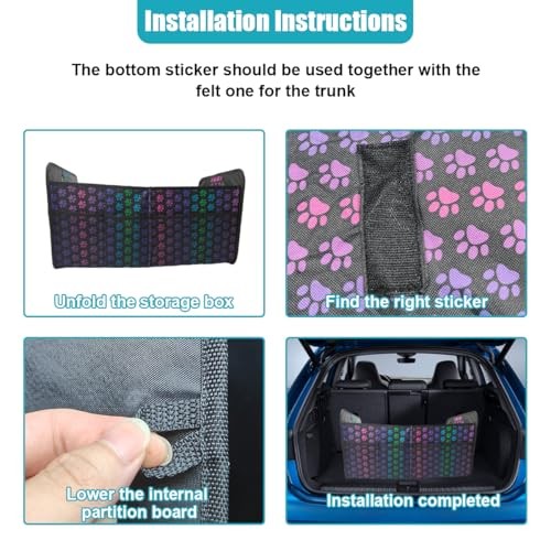 Car Trunk Organizer, Collapsible Multi-Compartment Auto Storage Box with Black