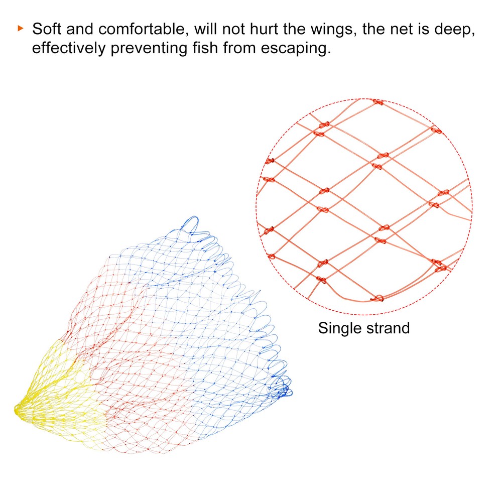 Fishing Net Replacement Nylon Landing Net Replacement Mesh Dia 17.7" Multicolor