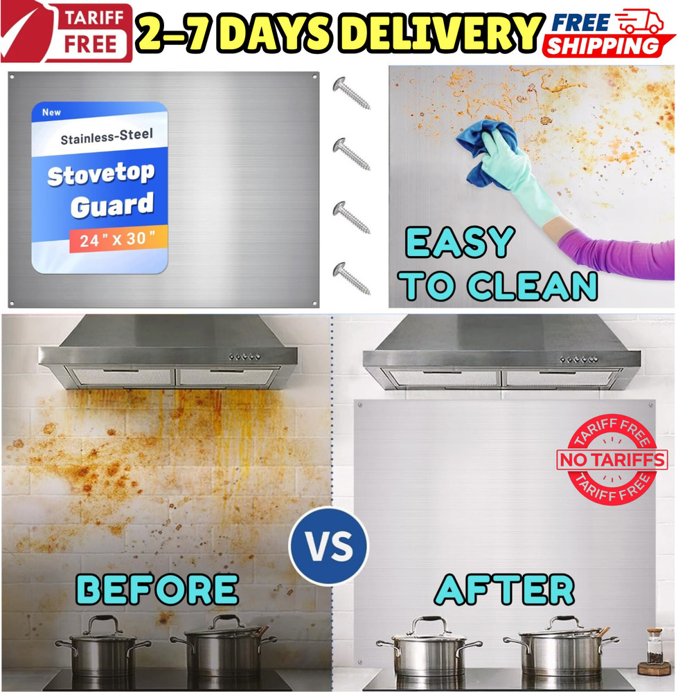 Kitchen Backsplash Stainless Steel Stove Back Wall Protector Panel Guard Board