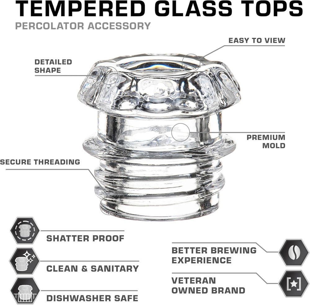 Coffee Percolator Glass Top Replacement - (Pack of 2)